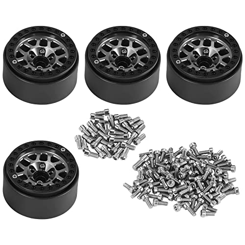 Asyduey 4 STÜCK 1.9 Metall Beadlock 12 Loch Rad Naben Felgen für 1/10 RC Crawler Axial SCX10 90046 AXI03007 für TRX4 D90,1 von Asyduey