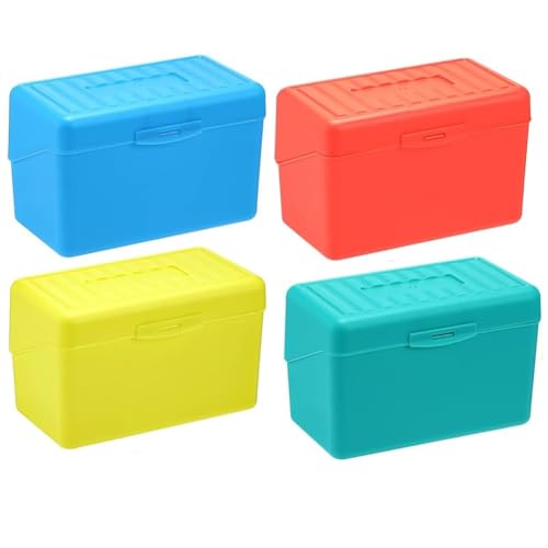 Asyduey Karteikartenhalter-Box, 7,6 X 12,7 Cm, Organizer-Etui für Flash-Notizkarten, 7,6 X 12,7 cm Karteikarten-Aufbewahrungsbox, 4 Farben-Packung von Asyduey