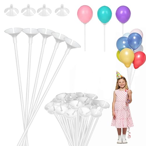 Aszaui 100 Stück Luftballon Stäbe,Weiß Luftballon Halter,Wiederverwendbar Ballonhalter Set,Ballonstäbe Stäbe Halter,Ballonständer,für Dekoration Geburtstag Party, Hochzeits, Feier Zubehör von Aszaui