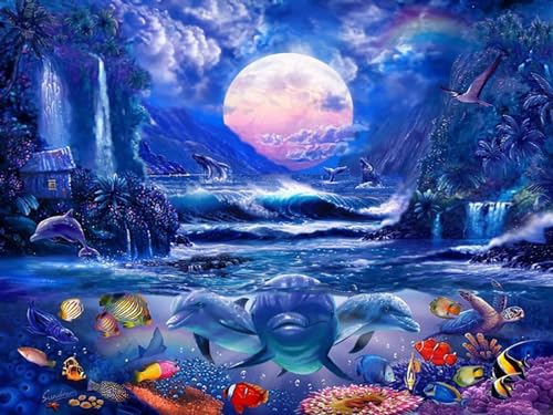 Diamond Painting Für Kinder Wanddekoration Für Zu Hause Diamant Painting Set Delfin 50X70Cm Diamond Art von AtTrex