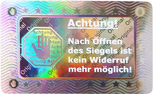 1000 Stk - 3D Hologramm-Siegel 40 * 25mm silber glänzend - Rücknahmesiegel Sicherheitssiegel Qualitätssiegel Garantiesiegel Sicherheitsetiketten selbstklebendes Etikett Security von Atairs