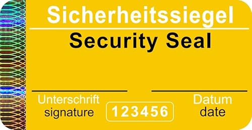 1200 Stück - Sicherheits-Siegel mit Seriennummer - 48x25mm gelb, beschreibbar - Sicherheitssiegel, Qualitätssiegel Garantiesiegel Sicherheitsetiketten selbstklebendes Etikett Echtheitssiegel von Atairs