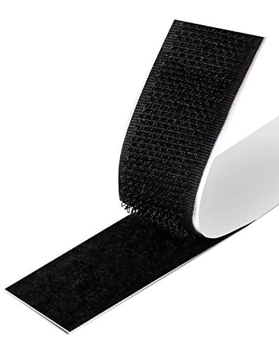 Atdorr Klettband Selbstklebend, Klettband Selbstklebend Extra Stark Für Moskitonetze, Fenster, Bilderrahmen, Automatten, Handarbeit 2 cm x 1.8 m, Schwarz von Atdorr