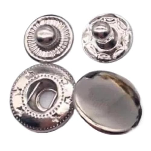 Metall-Druckknöpfe zum Nähen von Knöpfen, 10mm, 12mm, 15mm, Druckknöpfe, zum Nähen von Leder, Handwerk, Kleidung, Taschen, Kleidungsstücken, Silber, 10mm 50set von Ateldooly