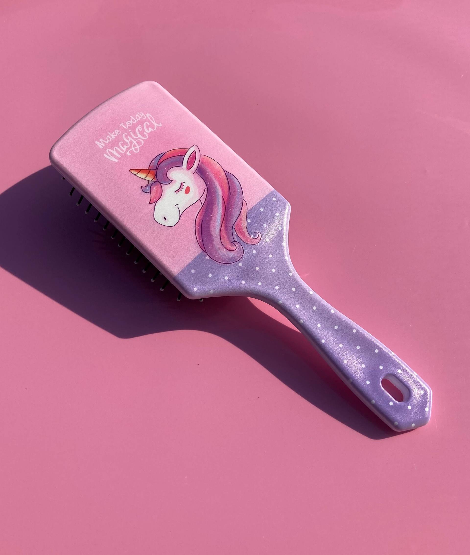 To Go - Haarbürste Eckig Einhorn Flamingo Mädchenkram Bad Kind Geschenk Freundin Girl Überraschung Geburtstag Einschulung Schmuck Beauty von AtelierCatHamburg