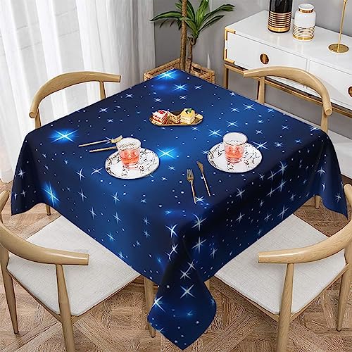 AthuAh Blaue Sterne Muster quadratische Tischdecke, 137,2 x 137,2 cm, waschbare Polyester-Tischdecke* Tischdecke Dekoration für den Innen- und Außenbereich von AthuAh