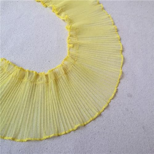 Spitzenbesatz, 10 cm, Tüll-Voile-Spitze, elastischer Plissee-Chiffon-Spitzenkragen, Rüschen, Nähbesatz, Band for Selbermachen, Basteln, Kleidung, Hochzeitskleid(Yellow) von AthuAh