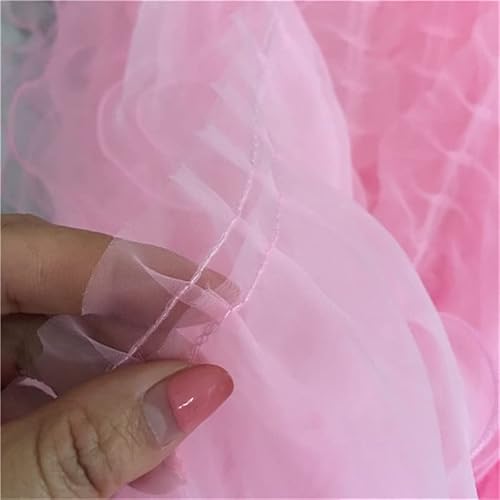 Spitzenbesatz, 14 cm, 1 Yard, doppellagig, plissierter Organza-Stoff, Rüschenbesatz, 3D-Spitzenfransenband, Hochzeitskleidkragen, DIY-Nähzubehör(Pink Single layer) von AthuAh