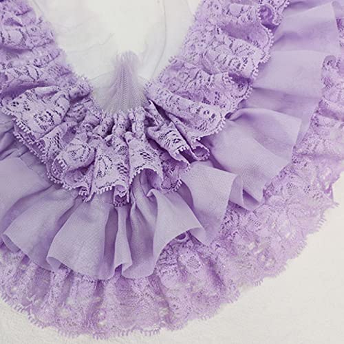 Spitzenbesatz, 3-lagig, plissierter Chiffon-Spitzenbesatz mit Rüschen, Stickband, DIY-Vorhänge, Kleidungsstücke, Nähen, Patchwork, dekorative Accessoires(Purple) von AthuAh