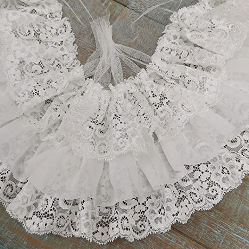 Spitzenbesatz, 3-lagig, plissierter Chiffon-Spitzenbesatz mit Rüschen, Stickband, DIY-Vorhänge, Kleidungsstücke, Nähen, Patchwork, dekorative Accessoires(White) von AthuAh