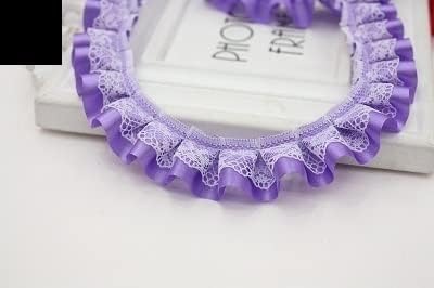 Spitzenbesatz, 37 m, 22 mm, plissiertes, gerafftes Netz, Rüschen, Chiffon-Spitzenbesatz, Bandbesatz, Stoff for Nähzubehör(Purple) von AthuAh