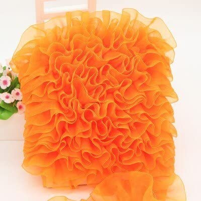 Spitzenbesatz, 4 cm, 1 Yard, plissiertes Tüll-Spitzenband, Rüschenbesatz, Kragenapplikation, DIY-Bastelarbeit, Kleider-, Kleidungs-, Rock-Nähstoff (Größe: 1 Yard)(Orange) von AthuAh