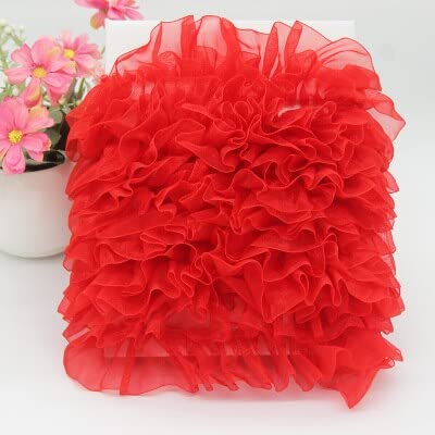 Spitzenbesatz, 4 cm, 1 Yard, plissiertes Tüll-Spitzenband, Rüschenbesatz, Kragenapplikation, DIY-Bastelarbeit, Kleider-, Kleidungs-, Rock-Nähstoff (Größe: 1 Yard)(Red) von AthuAh