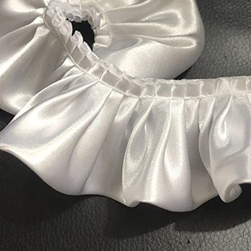 Spitzenbesatz, Weißer glänzender Satin-Plissee-Bandstoff, Rüschen-Spitzenrandbesatz, Saum for Heimwerker, Basteln, Hochzeitskleid, Blumenstrauß-Dekoration (4,5 m)(White) von AthuAh