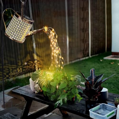 Solar Gießkanne mit Lichterkette Außen, Gartendeko Solar Lichterketten Aussen, lichterketten für aussen, Garten Lichter Dekoration von Atildp