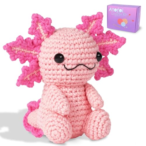 Atofoi Häkelset für Anfänger – Anfänger-Häkelset für Erwachsene und Kinder mit Schritt-für-Schritt-Video-Tutorials – Anfängerfreundliches Garn – einfaches DIY-Amigurumi-Tier-Strickzubehör – Rosa von Atofoi