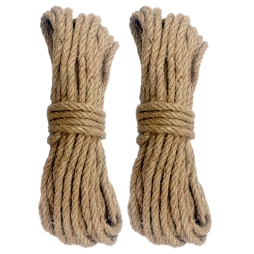 Juteseil, 8 mm dick, natürliche Jute-Schnur, dekorativ, nautisches Seil, robuste Schnur für Bastelarbeiten, Kratzbaum, Gartenarbeit, Bündeln, Binden, Aufhängen, rustikale Heimdekoration, 2 Stück Juteseil, 8 mm dick, natürliche Jute-Schnur, dekorativ, nautisches Seil, robuste Schnur für Bastelarbeiten, Kratzbaum, Gartenarbeit, Bündeln, Binden, Aufhängen, rustikale Heimdekoration, 2 Stück von Atogafigo
