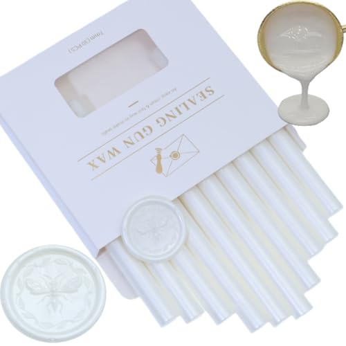 Wax Seal Sticks, Atobpp 10pcs Wachs Seal Sticks Klebepistole Dichtung Wachs Sticks für Wachs Seal Stempel, Buchstaben Wachs Seal Sticks für 0.43'' Klebepistole Wachs Seal Sticks (Perlweiß) von Atopbb