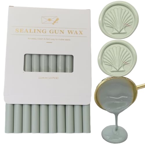 Wax Seal Sticks, Atobpp 10pcs Wachs Seal Sticks Klebepistole Dichtung Wachs Sticks für Wachs Seal Stempel, Buchstaben Wachs Seal Sticks für 0.43'' Klebepistole Wachs Seal Sticks (Salbei Grün) von Atopbb