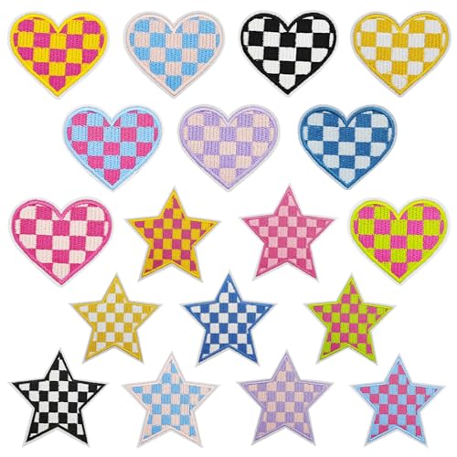 Attuslla 18 Stück Applikationen Patches Kariertes Patches zum Aufbügeln Patch Sticker für Kleidung, Jacken, Rucksäcke, Jeans, Applique DIY Accessoire von Attuslla