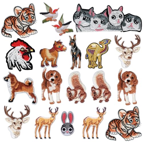 Attuslla 18 Stück Patches zum Aufbügeln, Tiere Patch Sticker Flicken Patches Applikation für Dekoration DIY T-Shirt Hut Mantel Kleid Aufkleber von Attuslla