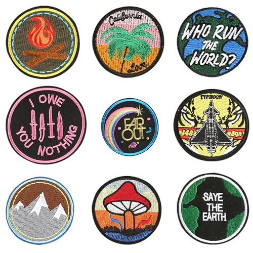 Attuslla Patches zum Aufbügeln, 7 Stück Bügelflicken Applikation Runde Abzeichen Gestickten Aufnäher Kinder Patches für T-Shirt Jeans Taschen Kleidung von Attuslla