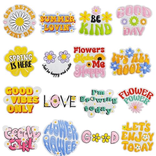 Attuslla Phrasen Patches zum Aufbügeln 16 Stück Applikation Flicken Flowers Gestickte DIY Nähen Applique Reparatur Patch Attuslla Phrasen Patches zum Aufbügeln 16 Stück Applikation Flicken Flowers Gestickte DIY Nähen Applique Reparatur Patch von Attuslla