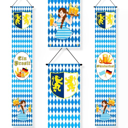 Atuoxing 2 Stück Oktoberfest Deko Banner, Bierfest Dekoration Set, Bayern Oktoberfestdeko, Oktoberfest Willkommen Banner für Outdoor Innen party Bierzelten Dekoration (180 * 30cm) (A) von Atuoxing