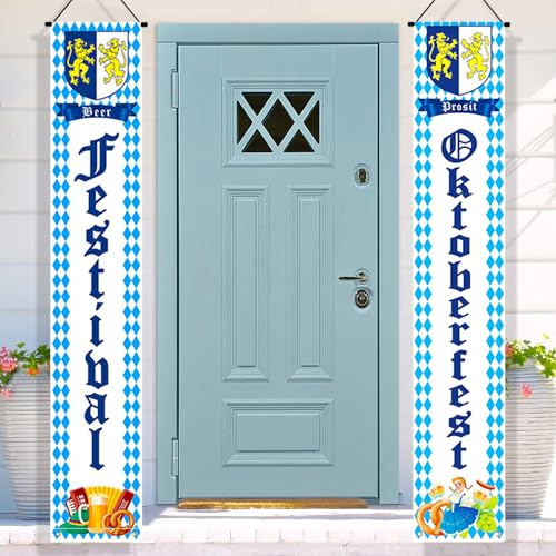 Atuoxing 2 Stück Oktoberfest Deko Banner, Bierfest Dekoration Set, Bayern Oktoberfestdeko, Oktoberfest Willkommen Banner für Outdoor Innen party Bierzelten Dekoration (180 * 30cm) (B) von Atuoxing