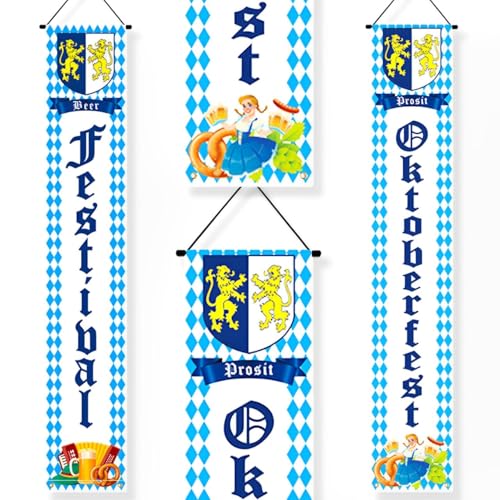 Atuoxing 2 Stück Oktoberfest Deko Banner, Bierfest Dekoration Set, Bayern Oktoberfestdeko, Oktoberfest Willkommen Banner für Outdoor Innen party Bierzelten Dekoration (180 * 30cm) (B) von Atuoxing