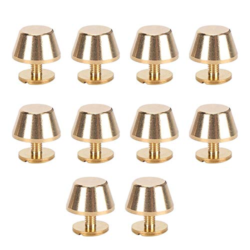 10 Stück Füße Nailhead, Messing Flachkopf Kegel Stud Stud Niet Handtasche Füße Nailheads Screwback Studs Geldbörse Handtasche Gepäck Flat Stud Niet für Leder DIY CraftStücke von Atyhao