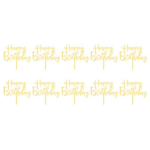 10er Pack Gold Geburtstagstorte Topper Set, Acryl Happy Birthday Cake Topper Cupcake Topper für Geburtstagsdekorationen von Atyhao