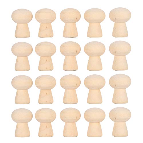 20 Stück Peg Doll Bodies, natürliche unvollendete hölzerne Peg Doll Bodies Holzpilz Kopfform Unvollendete DIY Dekoration für Kunsthandwerk von Atyhao