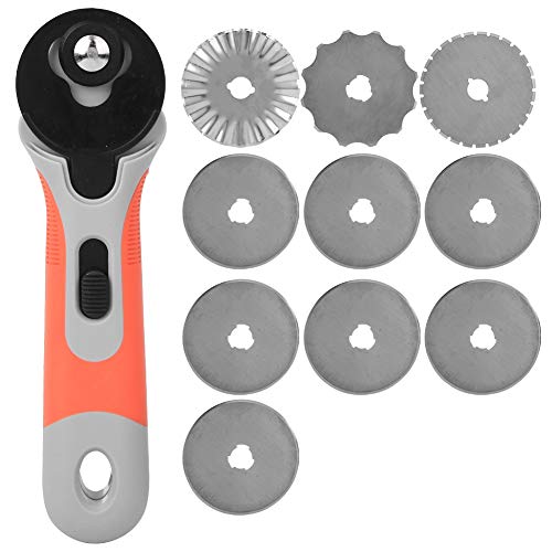 Roll schneider, 45 mm manueller Rotations-Stoffschneider DIY Craft Cutting Tool mit 10-teiligen Klingen zum Schneiden von Quilting-Stoff-Lederpapier(Rollschneider) von Atyhao