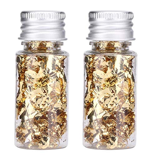 Gold Leaf Flakes Vergoldungsflocken Multifunktionsflasche Dekorativ für Lebensmittel Dessert Dekoration Handwerk Gold Metallic Folie Flocken für Vergoldung Malerei Kunsthandwerk Nägel von Atyhao