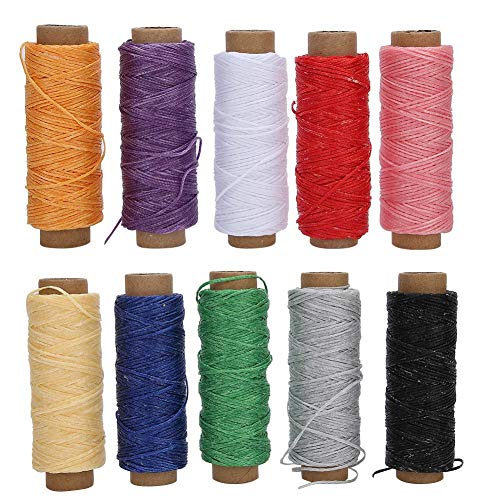 Leder nähen gewachster Faden, 10 Farben 150D Wachsfaden gewachster String Cord Stitching Faden für Leder Craft DIY Buchbindere Schuh reparieren Leder Nähen 50m langZubehör von Atyhao