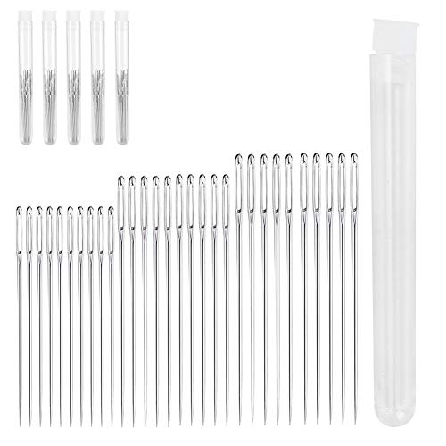 Atyhao Nadelnheftungsstifte, 150 Stück Edelstahl Big Eye Sewing Self Threading Hand nadeln Stitching Pins Nadeln Set Large Eye Weave Tools Zubehör Stickerei[3 Größen] Quiltnadeln von Atyhao