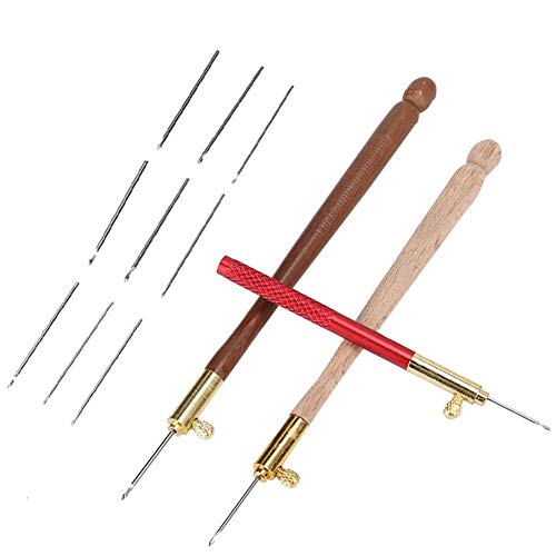 Tambour Hooks, 3Pcs Edelstahl Holzgriff Stickerei Häkelnadeln mit 9 Nadeln Französisch Tambour Perlen Pailletten Nähen Craft ToolHäkelnadeln von Atyhao