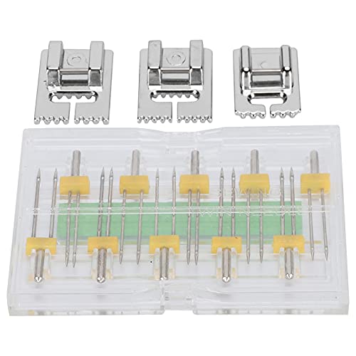 Zwillingsnadel-Nähfuß, Verschiedene Größen, Edelstahl, Langlebig, 10 Paar mit Kunststoffbox, Haushalts-Nähmaschinenwerkzeuge von Atyhao