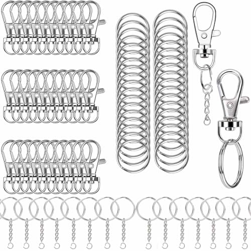 100 Stück 25mm Schlüsselring Verschluss Schlüsselring mit Kette Schlüsselanhänger mit Spaltringe für Bastelarbeiten DIY, Rucksack, Handtasche, Schlüssel, Halsketten, Armbänder von AuFiiy