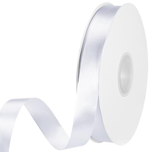 Auauraintt 100m Schleifenband, 20mm Geschenkband, Stoffband für Kleid Hochzeit, Satinband Dekoband Stoffband für Geschenkverpackung Brautstrauß Basteln Geburtstag Hochzeit Taufe (White) von Auauraintt