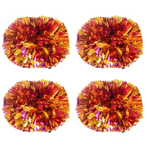 Aublinto Cheer Poms 4 Stück handgefertigt PET-Tanz-Poms Performance bunte Bälle Cheerleading Sport Tanz Cheer Pompons mit Griffen für Tanz Party Schule Sport Wettbewerb Typ 5 von Aublinto