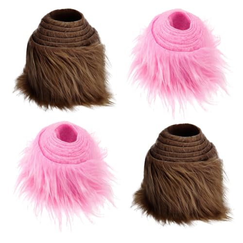 Aublinto Furry Faux Precut Strips Zoll Kunstleder Plüsch Rot Pelz Fell Stoff Fluffy Craft Plüschstoff fur Gnome Beard Santa Hair Dwarf DIY Dekoration Kunstfell Basteln Weihnachts Kunstfellband von Aublinto