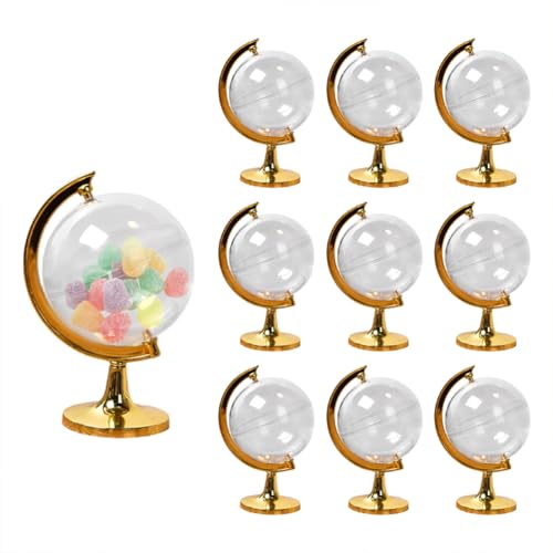 Aublinto Mini Globe Candy Container 10pcs Clear Plastic Candy Boxes Creative Party Favorfall Fall Füllbarer runder Süßwarenball für Hochzeitsabschluss Weihnachten Süßigkeitengläser aus Kunststoff von Aublinto