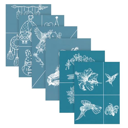 Aublinto Self-Adhesive Silk Screen Reusable Mesh Transfers Stencil Sign Pattern for Tote Bag Canvas Logo Decoration Gift Painting Blue #09 von Aublinto