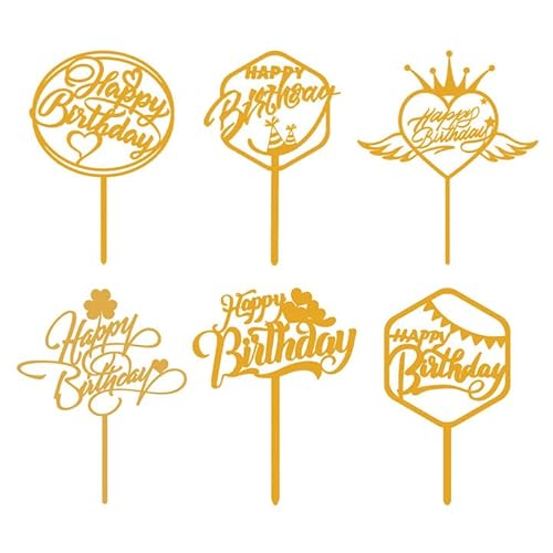 Aublinto tortenaufsatz Geburtstagsparty Cake Topper Happy Birthday 6 Stück Geburtstag Kuchen Topper Tortendeko Acryl Cake Topper Cupcake Kuchen Dekoration Glitter Dekoration Kinder Party Supplies von Aublinto