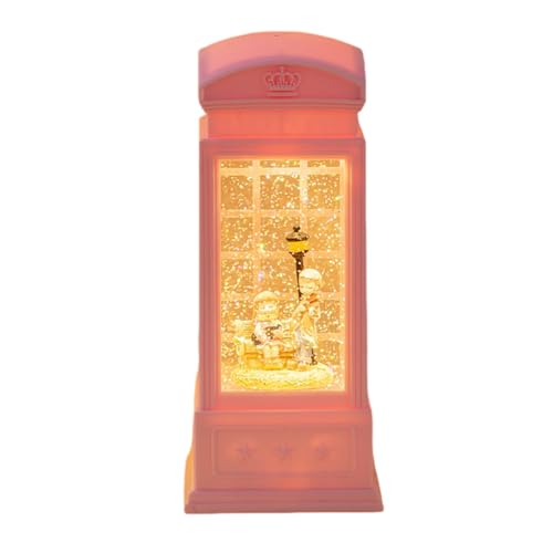 Charming Telephone Booth Night Light Crystal Music Box Ornament Home Decorations Valentines Day Gift Christmas Gift plastic pink von Aublinto