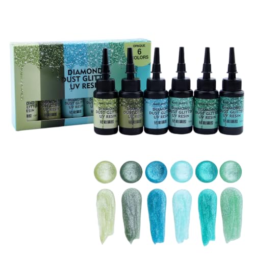 Set mit 6 farbigen UV-Harztropfern - 6 schimmernde Farbnuancen zur UV-Licht-Härtung - Ultraviolette Kleber für Schmuckherstellung, DIY-Handwerk und Nagelkunst - Lila-Serie von Aublinto