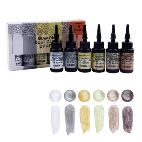 Set mit 6 farbigen UV-Harztropfern - 6 schimmernde Farbnuancen zur UV-Licht-Härtung - Ultraviolette Kleber für Schmuckherstellung, DIY-Handwerk und Nagelkunst - Lila-Serie von Aublinto