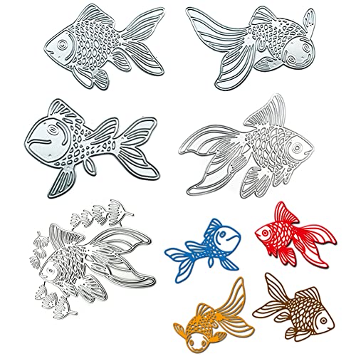 Stanzformen aus Metall, Fisch-Stanzschablonen, Goldfisch-Stanzformen, Stanzformen mit Koi-Muster, Goldfisch-Metall-Stanzformen, Koi-Karpfen-Stanzformen für DIY-Scrapbooking-Album-Bastelarbeiten von Aublinto